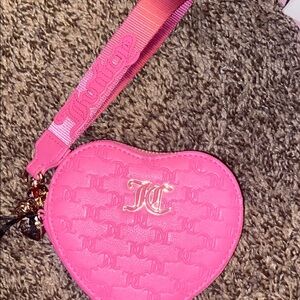 Juicy Couture Pink Heart Wristlet with Gold Logo
